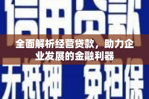 吉木萨尔全面解析经营贷款，助力企业发展的金融利器