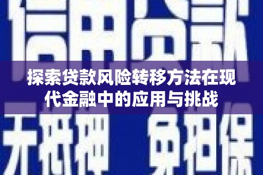 吉木萨尔探索贷款风险转移方法在现代金融中的应用与挑战