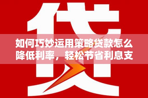 吉木萨尔如何巧妙运用策略贷款怎么降低利率，轻松节省利息支出