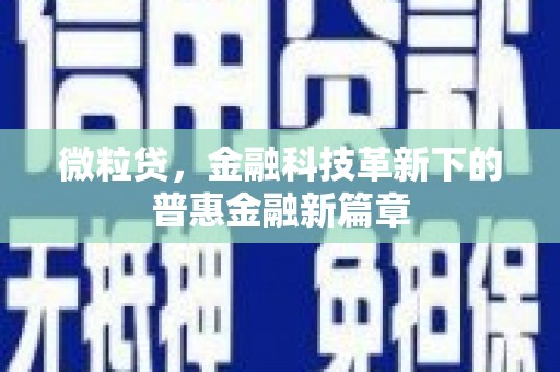吉木萨尔微粒贷，金融科技革新下的普惠金融新篇章
